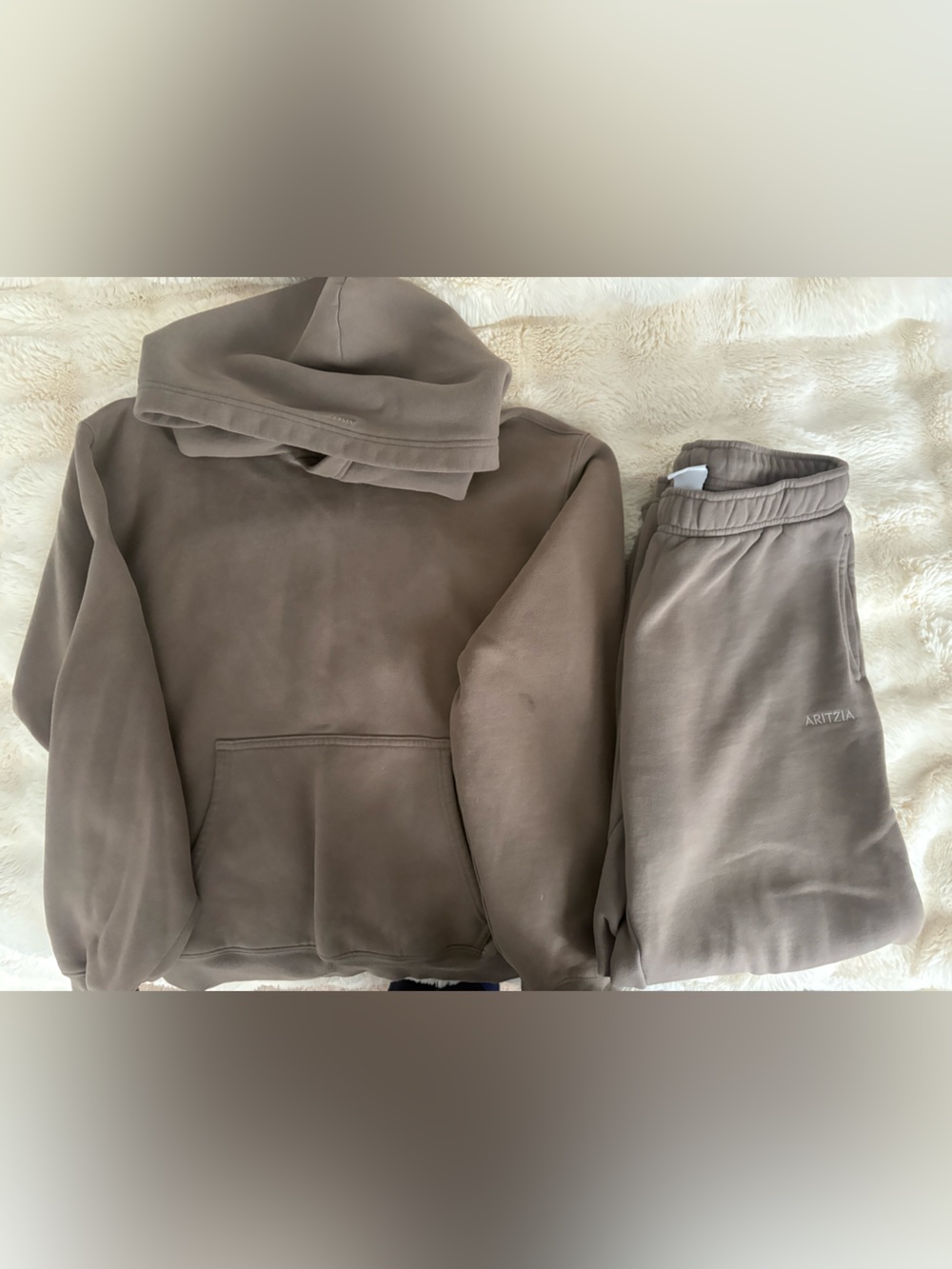 Aritzia Taupe/Brown Sweatpants & Hoodie Set